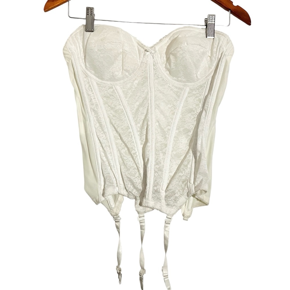 L1 WHITE LACE UNDERWIRE BONED CORSET- 34B/ MEDIUM/ LARGE- lingerie